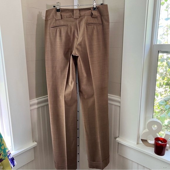 Nanette Lepore Pants Camel Tone Unlined Fine Wool Wide Leg w. Cuffs & Pockets - Picture 4 of 13